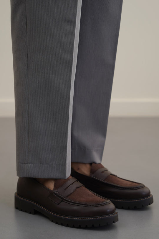 LEATHER & SUEDE PENNY LOAFERS
