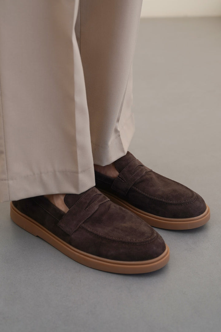 SUEDE PENNY LOAFERS