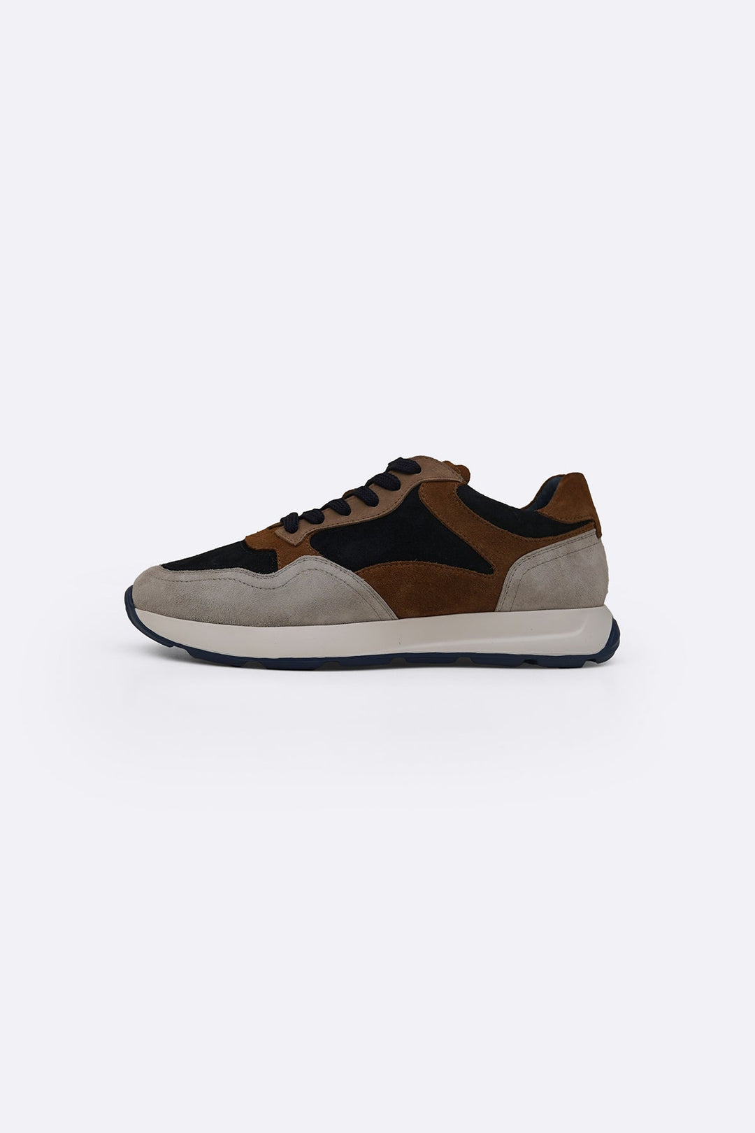 BROWN MULTI PANEL SUEDE SNEAKERS