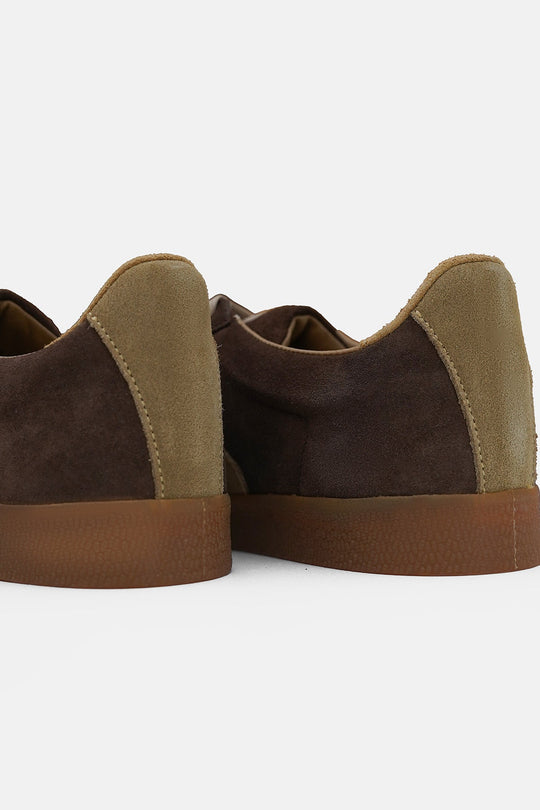 DARK BROWN-SUEDE RETRO SNEAKERS