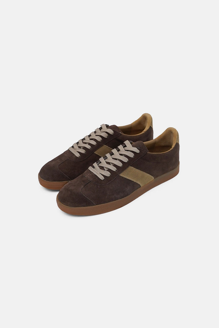 DARK BROWN-SUEDE RETRO SNEAKERS