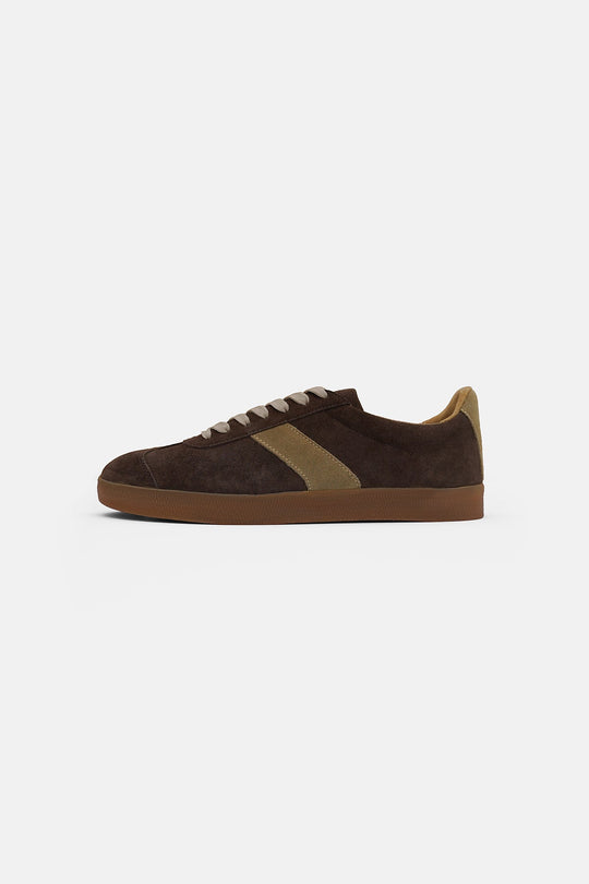 DARK BROWN-SUEDE RETRO SNEAKERS