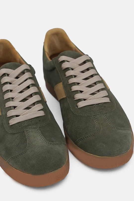 OLIVE-SUEDE RETRO SNEAKERS