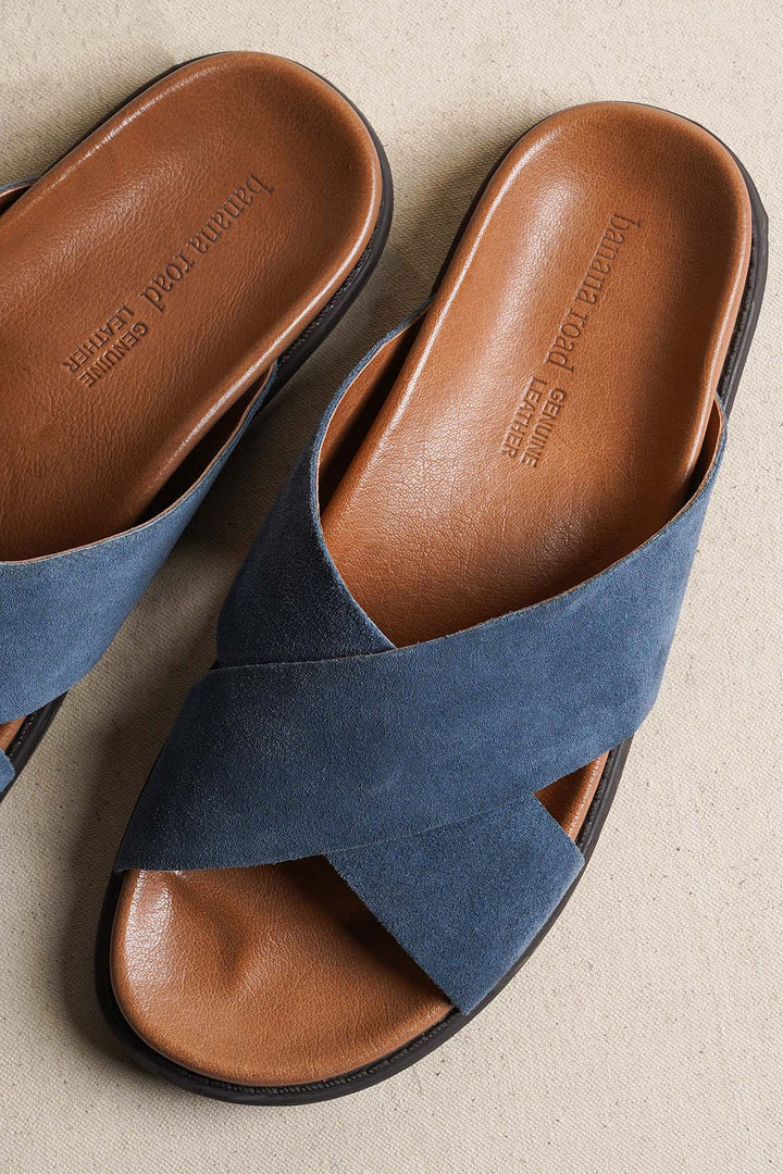 LIGHT BLUE NOMAD LEATHER SLIDES