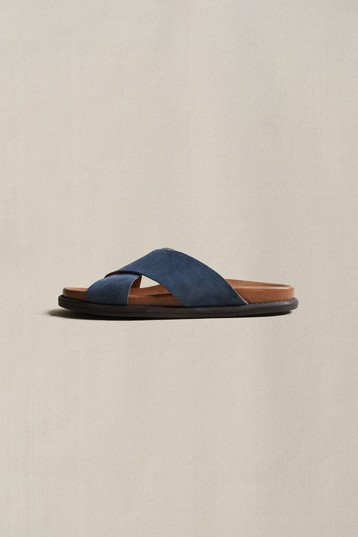 LIGHT BLUE NOMAD LEATHER SLIDES
