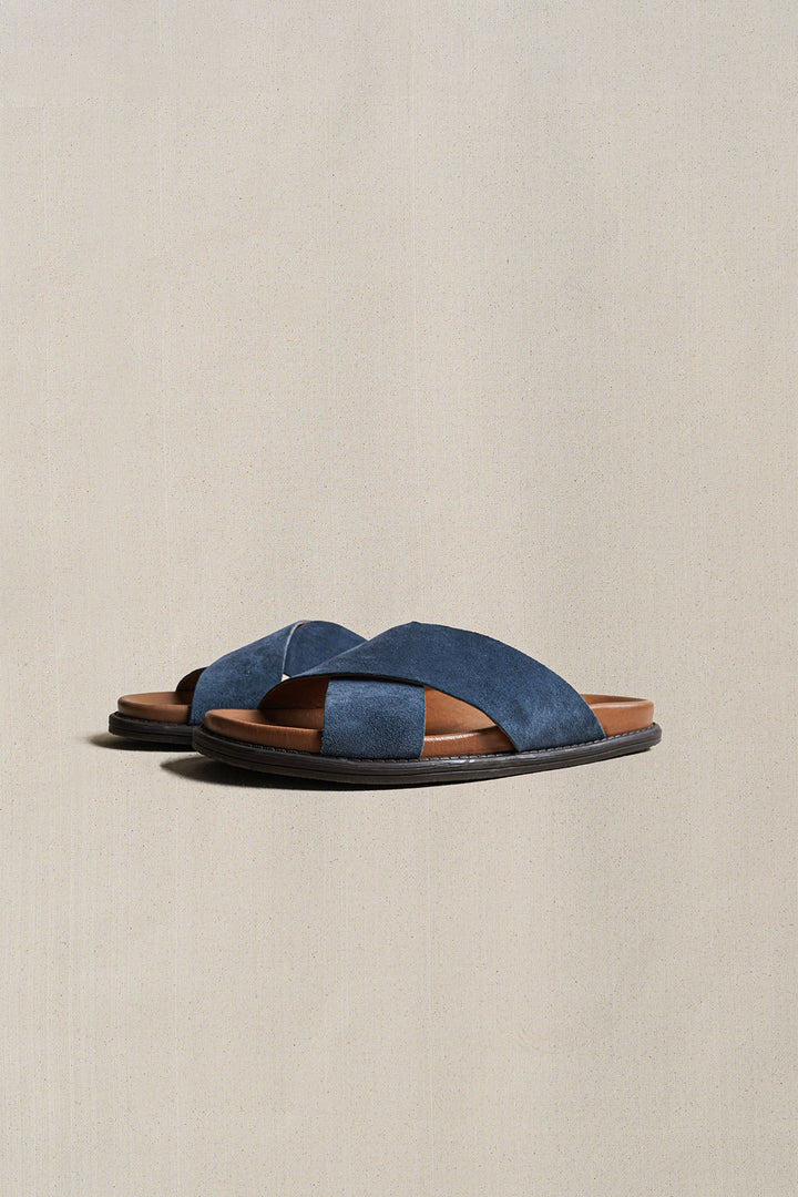 LIGHT BLUE NOMAD LEATHER SLIDES