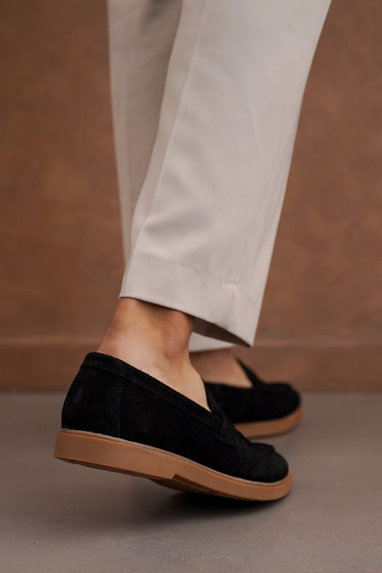 BLACK SUEDE LEATHER LOAFERS
