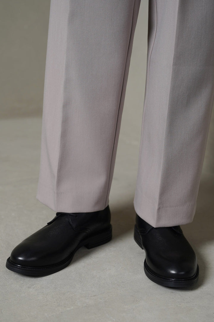 BLACK LACE UP LEATHER CHUKKA BOOT