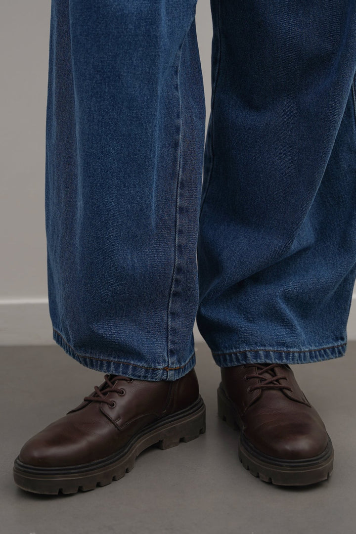 DARK BROWN CHUNKY LEATHER BIKER BOOTS