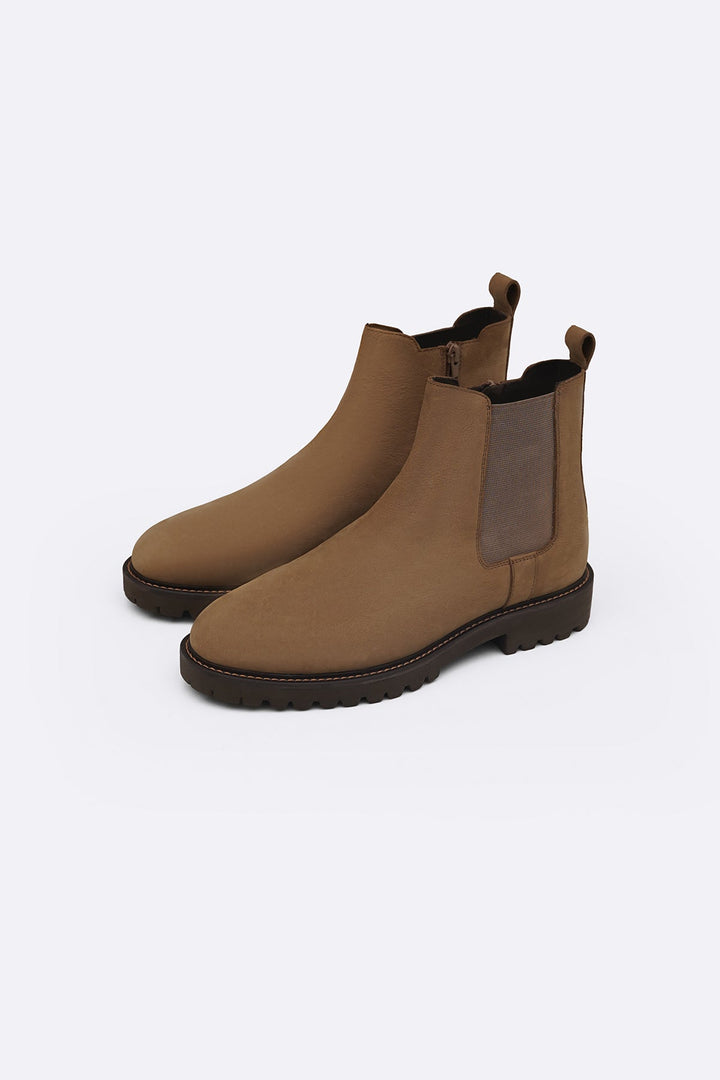 TAUPE LEATHER CHELSEA BOOTS