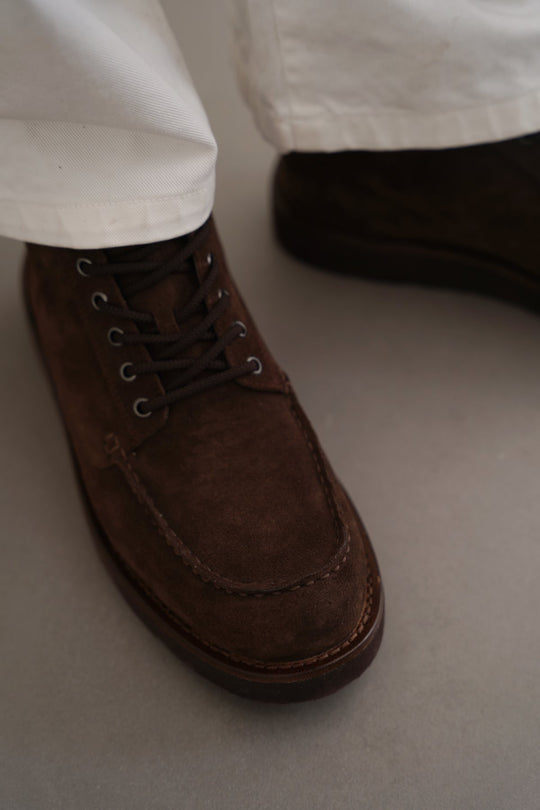 DARK BROWN SUEDE HIGH-ANKLE BOOT