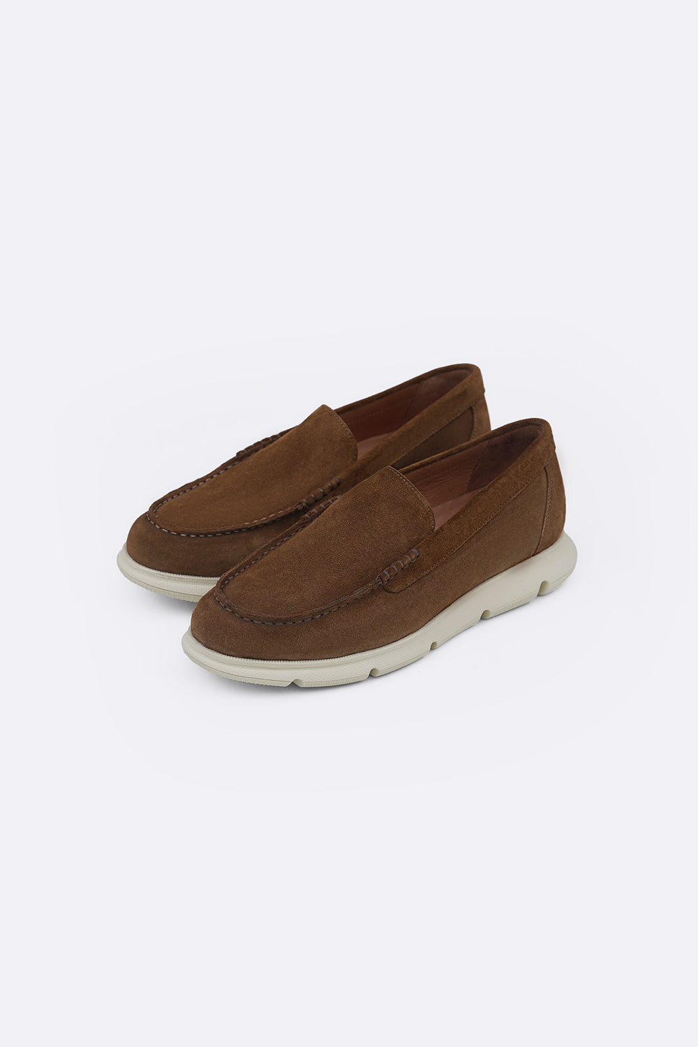 BROWN AIR-SOLE SUEDE LOAFERS