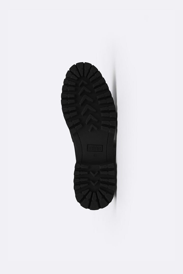 BLACK CHUNKY LEATHER LOAFERS