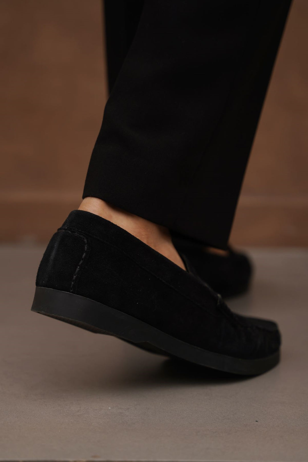 BLACK GOAT SUEDE LEATHER LOAFERS