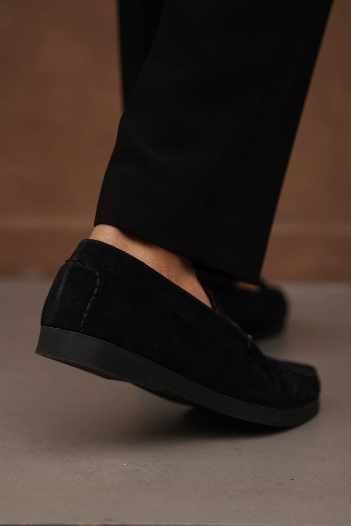 BLACK GOAT SUEDE LEATHER LOAFERS