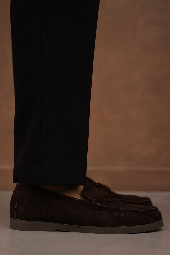 COFFEE GOAT SUEDE LEATHER LOAFERS