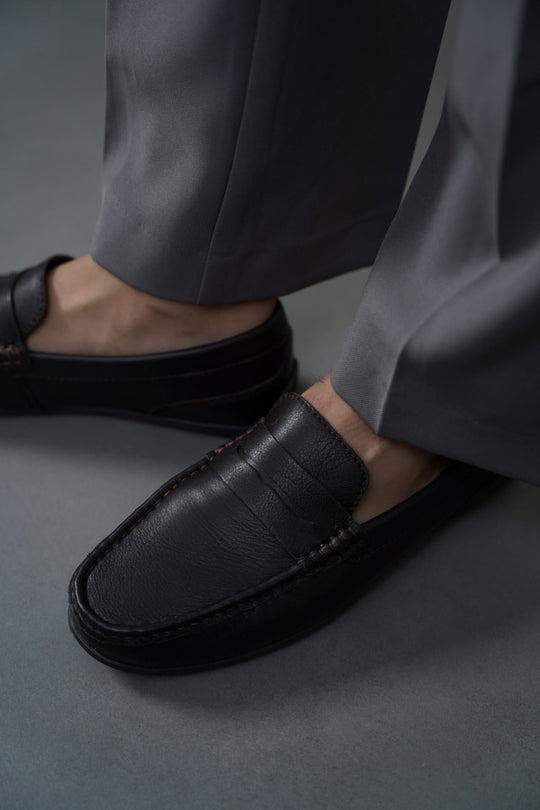 DARK BROWN COMFORT REAL LEATHER MOCCASIN