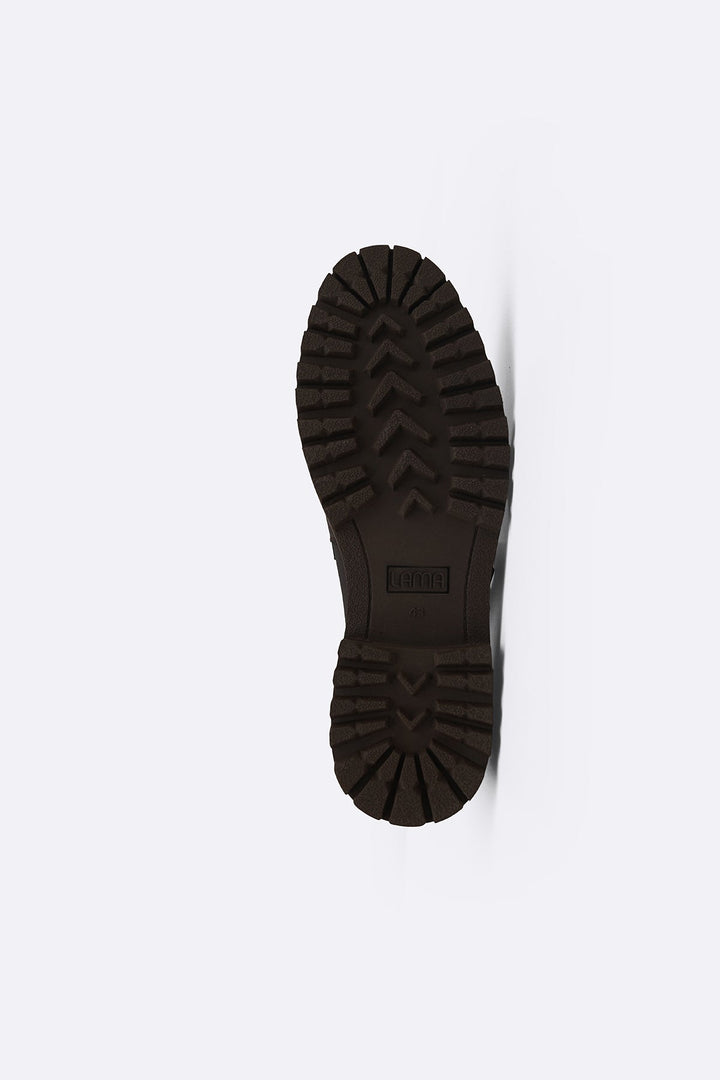 COFFEE LEATHER MOC-TOE SHOES