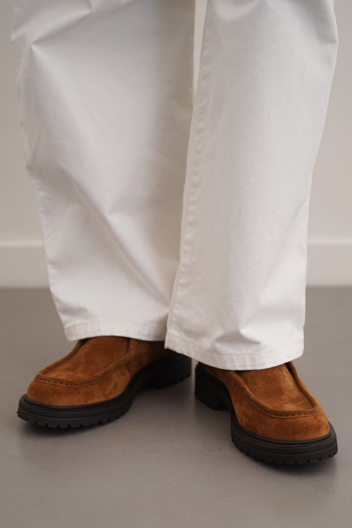 BROWN LEATHER MOC-TOE SHOES