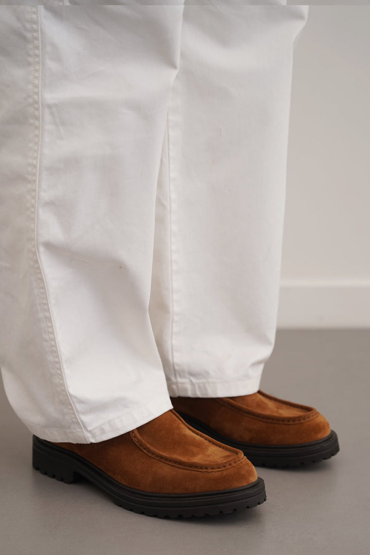 BROWN LEATHER MOC-TOE SHOES