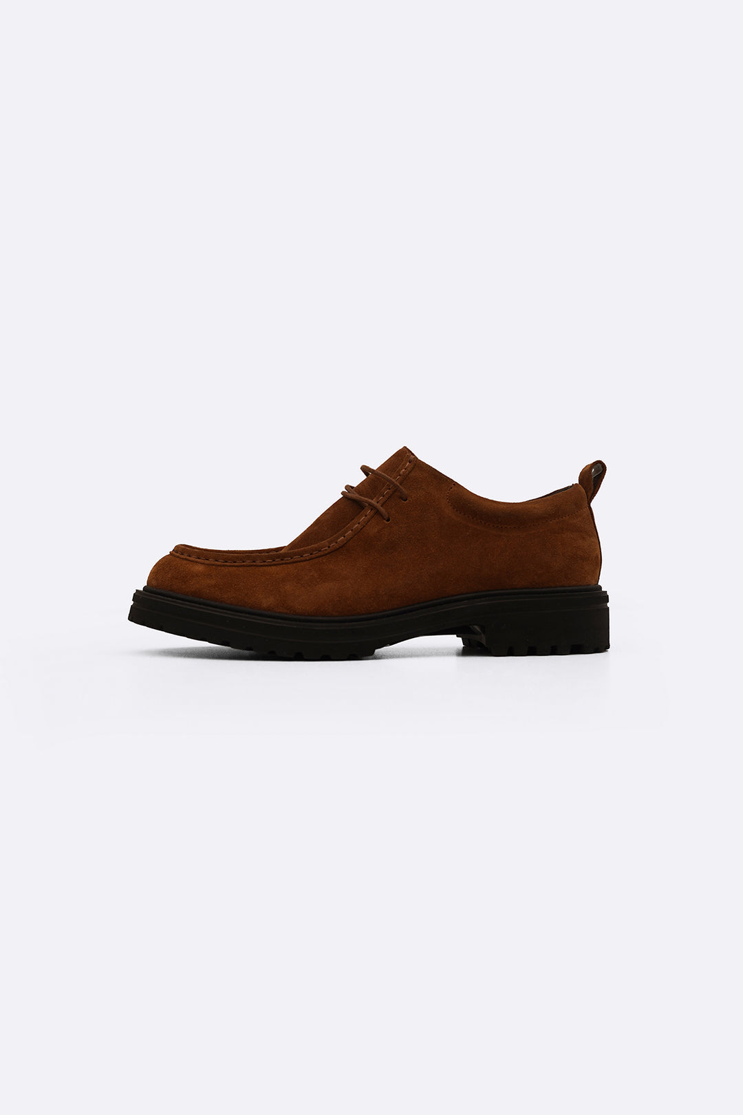 BROWN LEATHER MOC-TOE SHOES