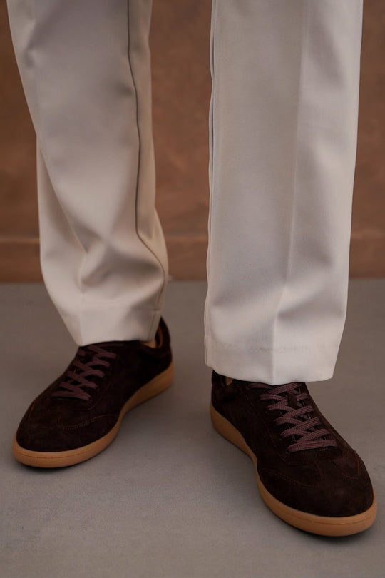 COFFEE STREETWEAR LOW-TOP LEATHER SNEAKERS