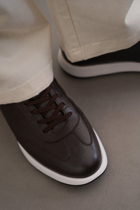 COFFEE AIR LEATHER SNEAKERS