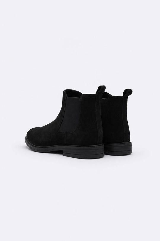 BLACK SUEDE CHELSEA BOOTS