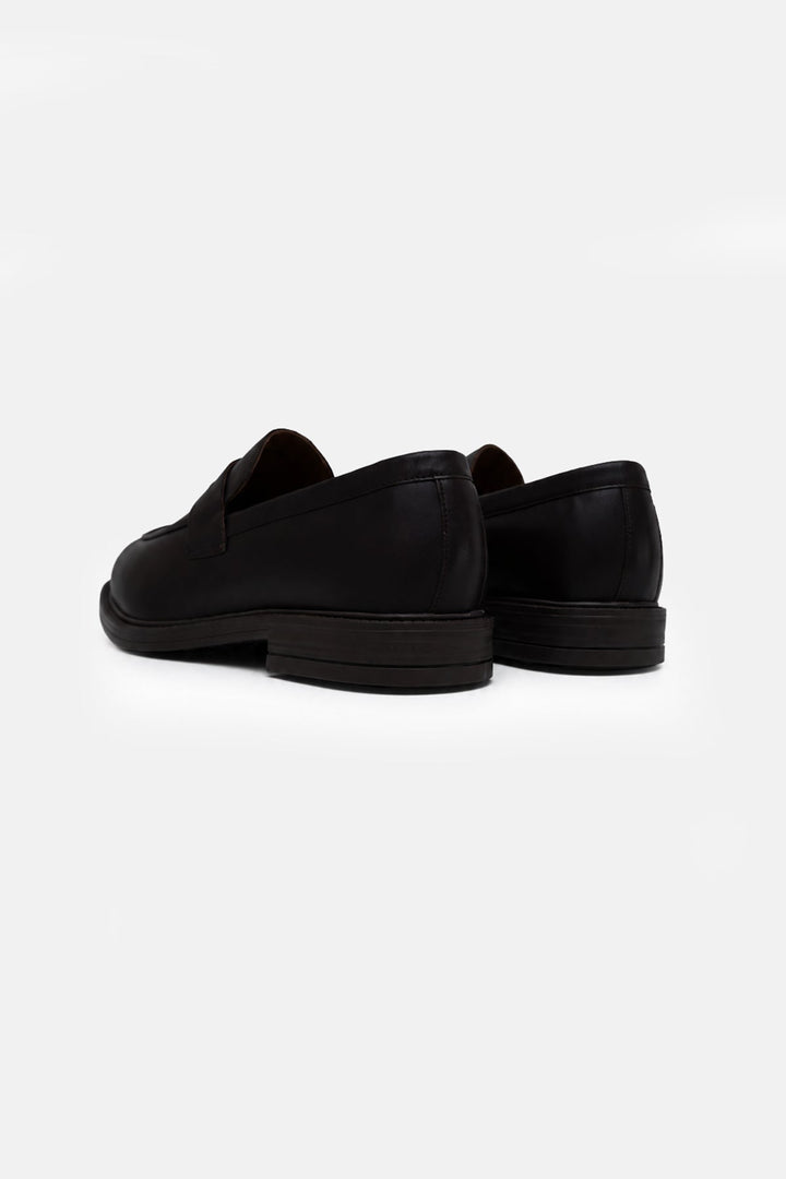 BLACK-LEATHER PENNY LOAFERS