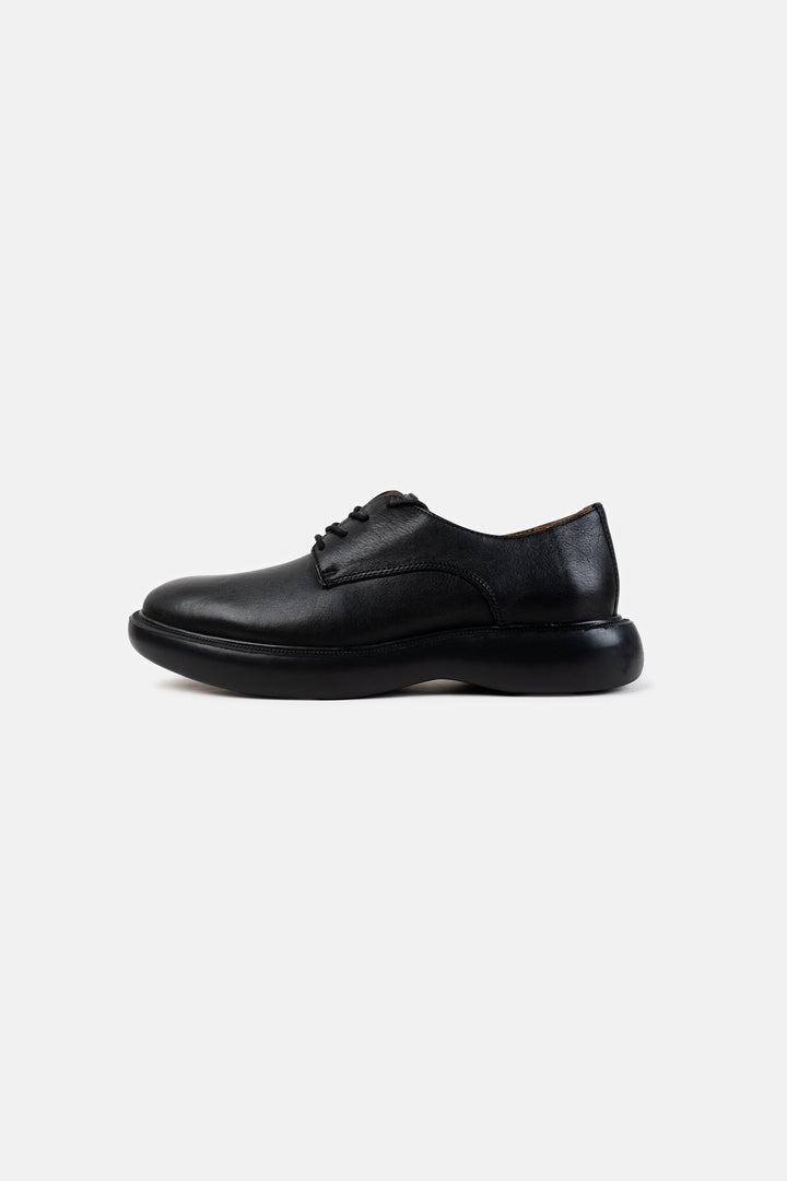 BLACK LEATHER DERBY SHOES