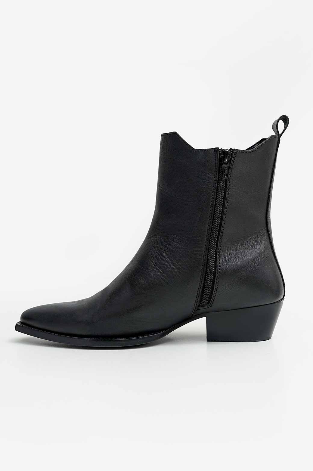 BLACK LEATHER COWBOY BOOTS