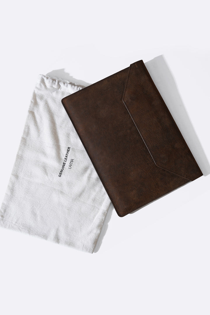 BROWN LAPTOP SLEEVE IN GENUINE LEATHER