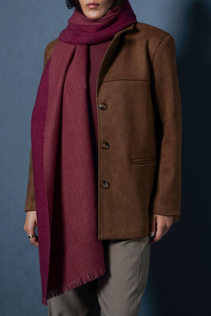 BURGUNDY PLUSH REVERSIBLE SCARF