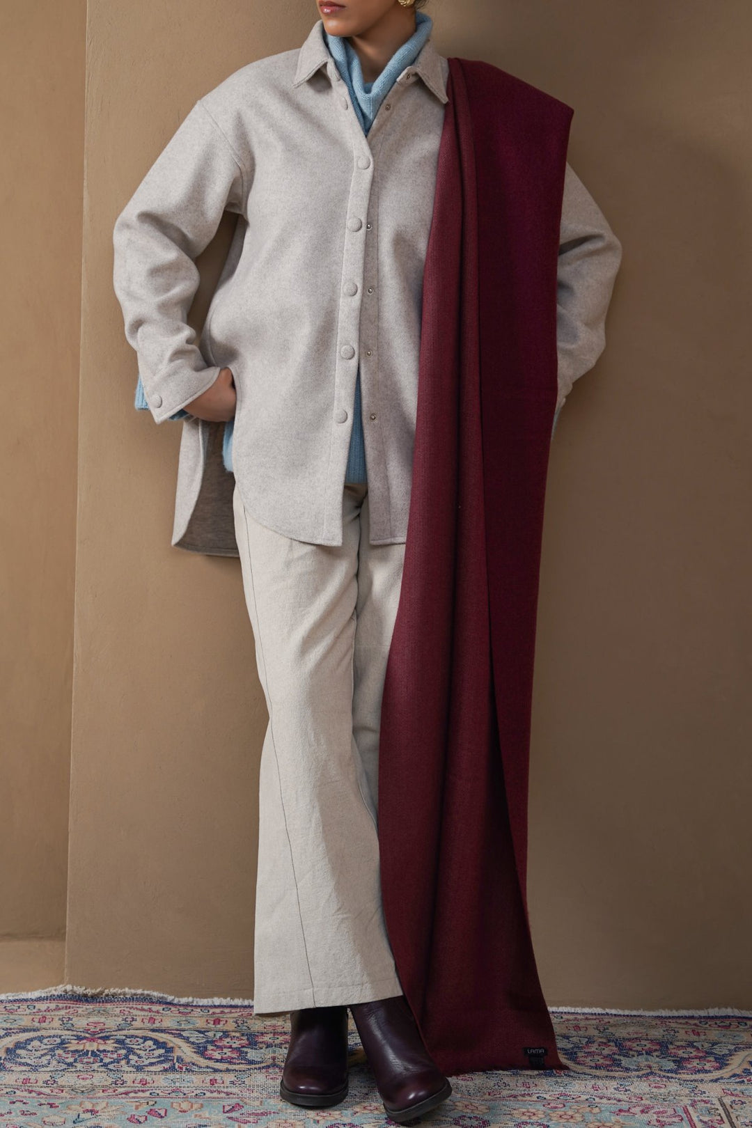 BURGUNDY PLUSH REVERSIBLE SCARF