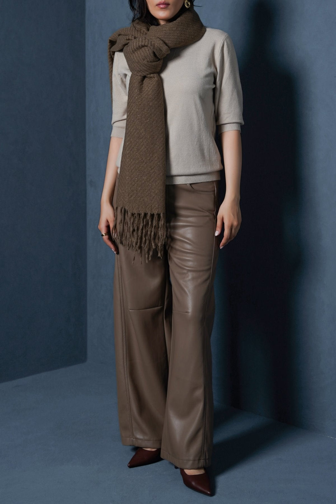 TAUPE COZY WEAVE SCARF