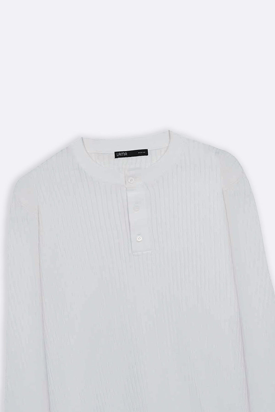 WHITE RIBBED HENLEY