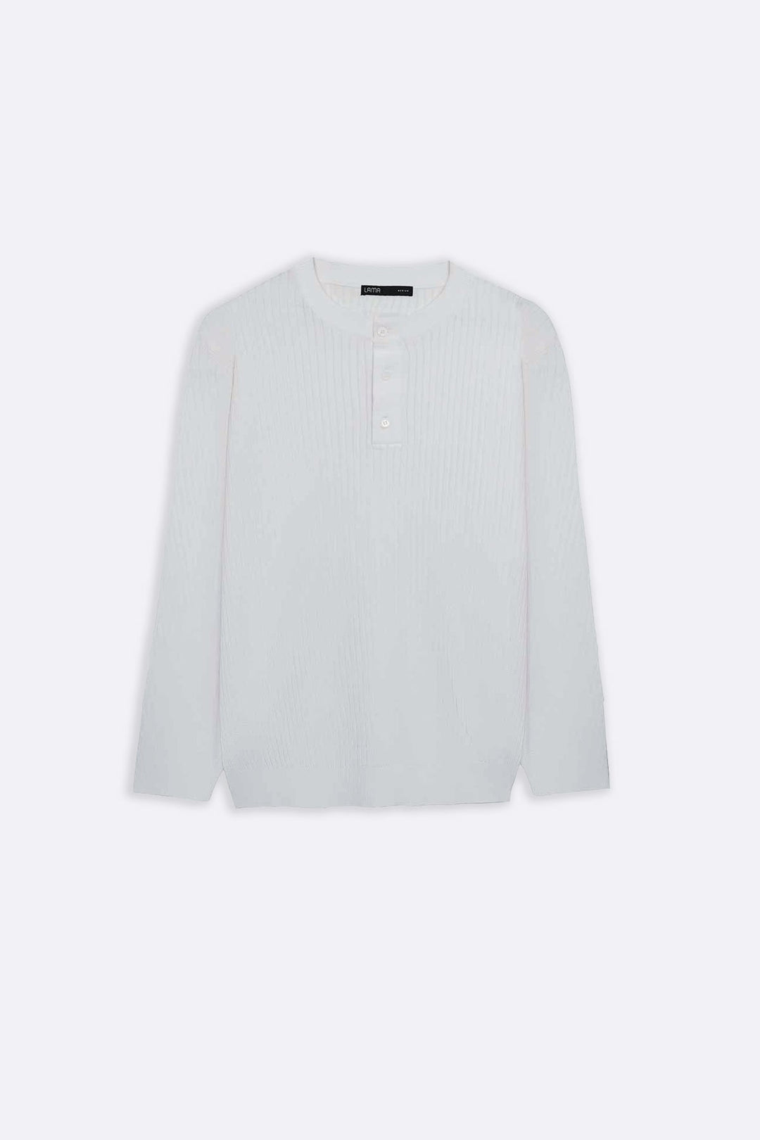 WHITE RIBBED HENLEY