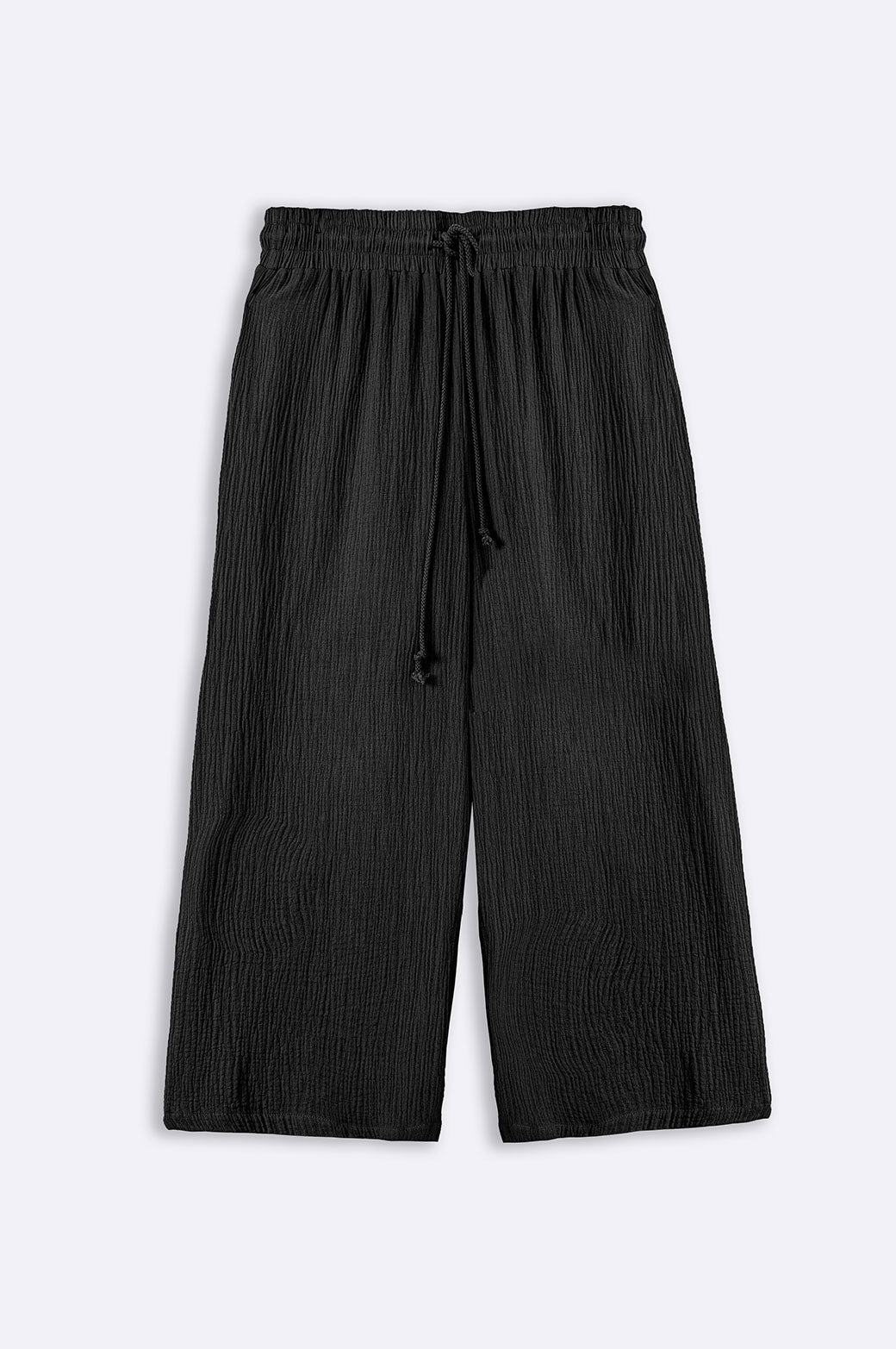 BLACK CURVE MUSLIN PANTS