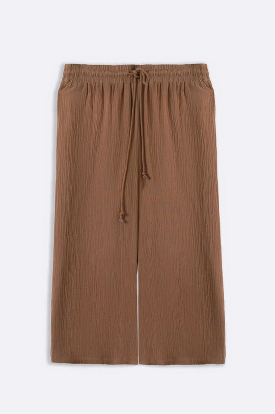 LIGHT CAMEL CURVE MUSLIN PANTS