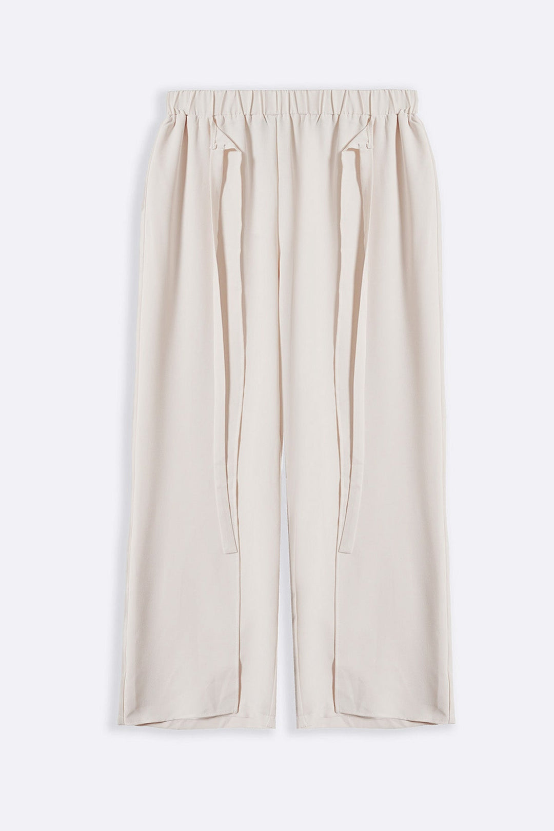 CREAM TIE-AROUND RESORT PANTS