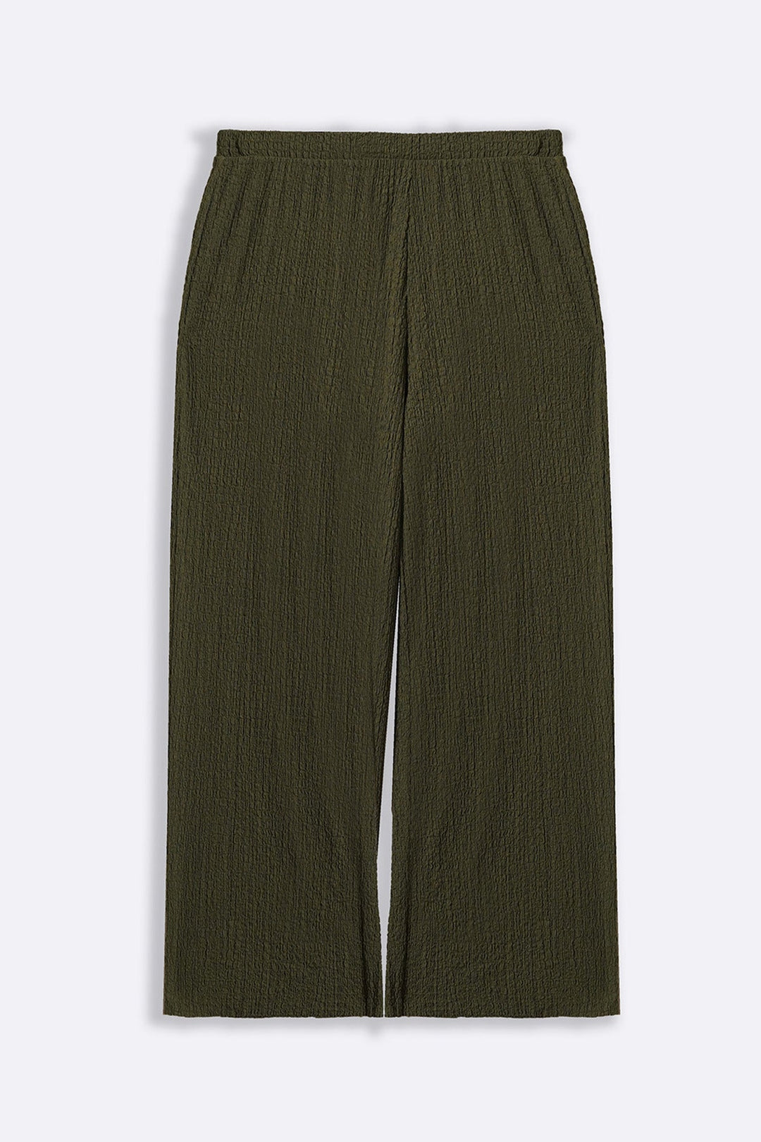 GREEN TEXTURED STRETCHY PANTS
