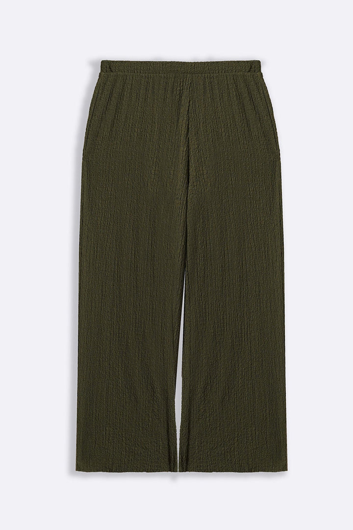 GREEN TEXTURED STRETCHY PANTS