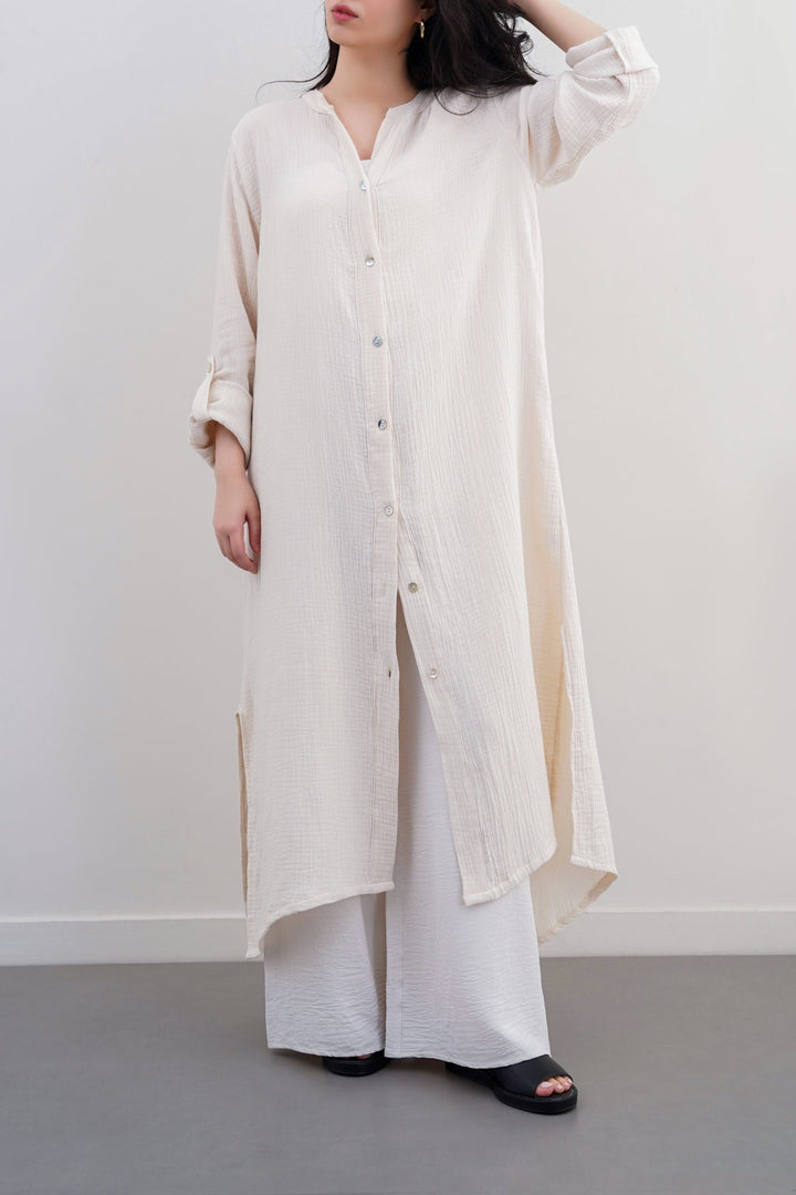 OAT WHITE LONG MUSLIN TUNIC