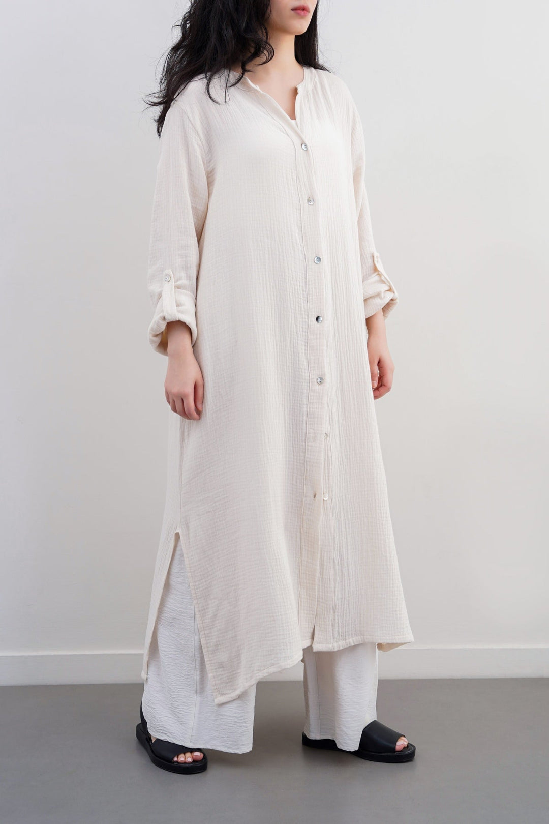 OAT WHITE LONG MUSLIN TUNIC