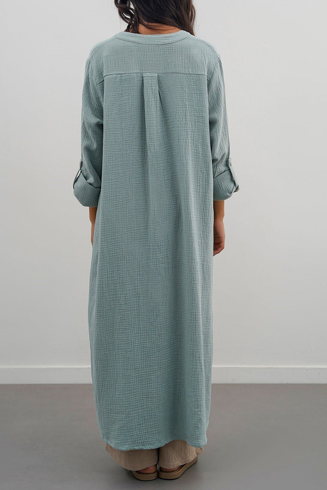 SEA GREEN LONG MUSLIN TUNIC