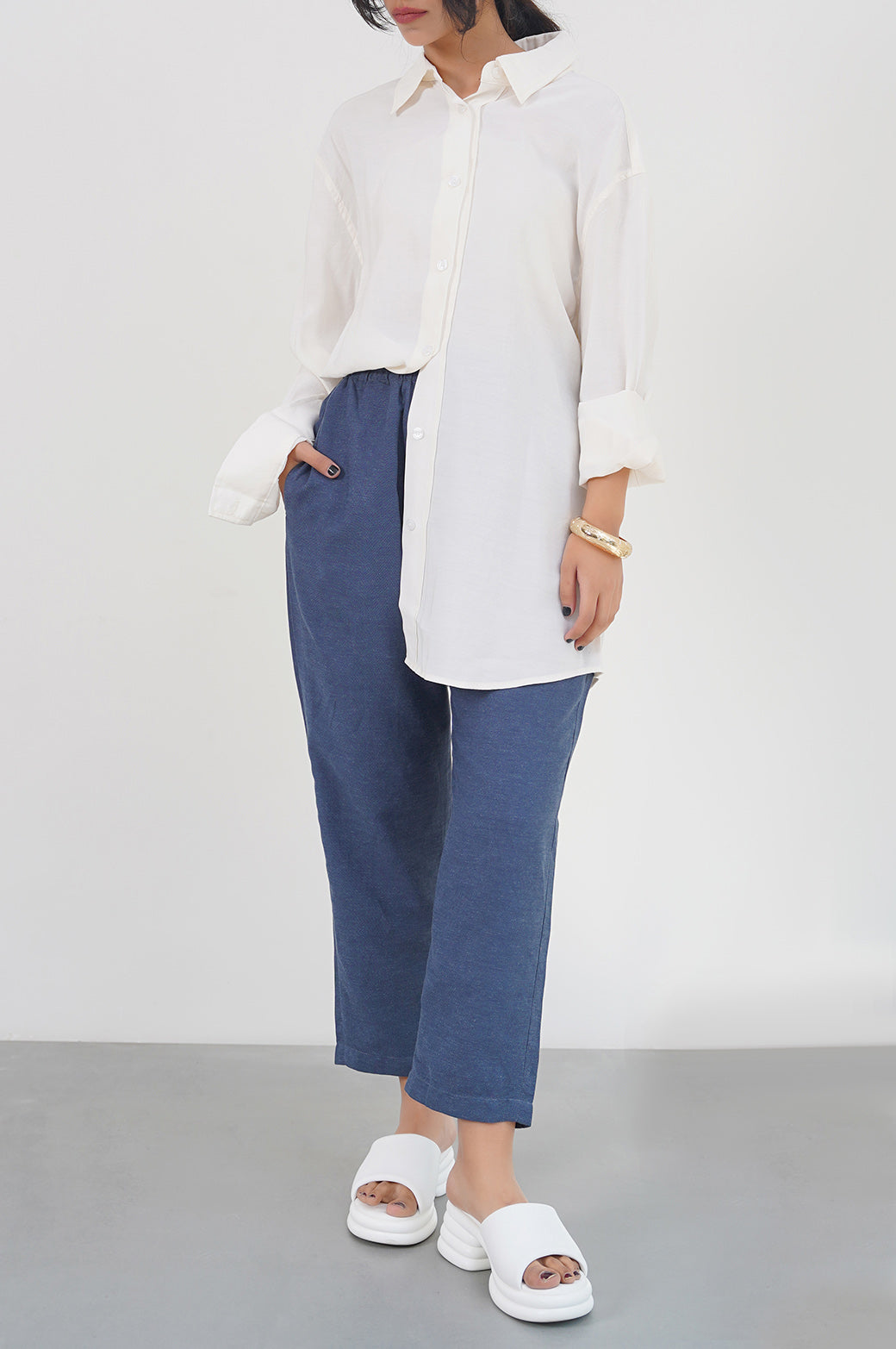 CREAM STONE WASH BUTTON DOWN