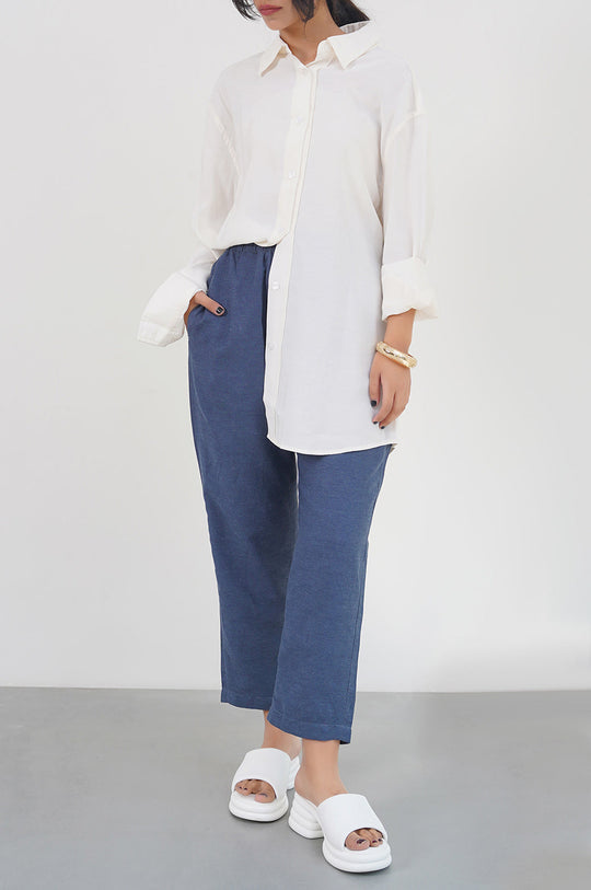 CREAM STONE WASH BUTTON DOWN