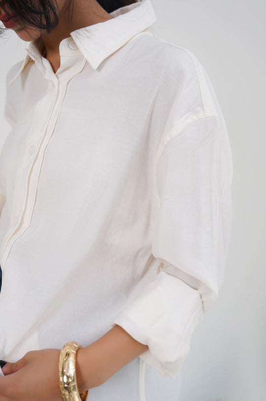 CREAM STONE WASH BUTTON DOWN