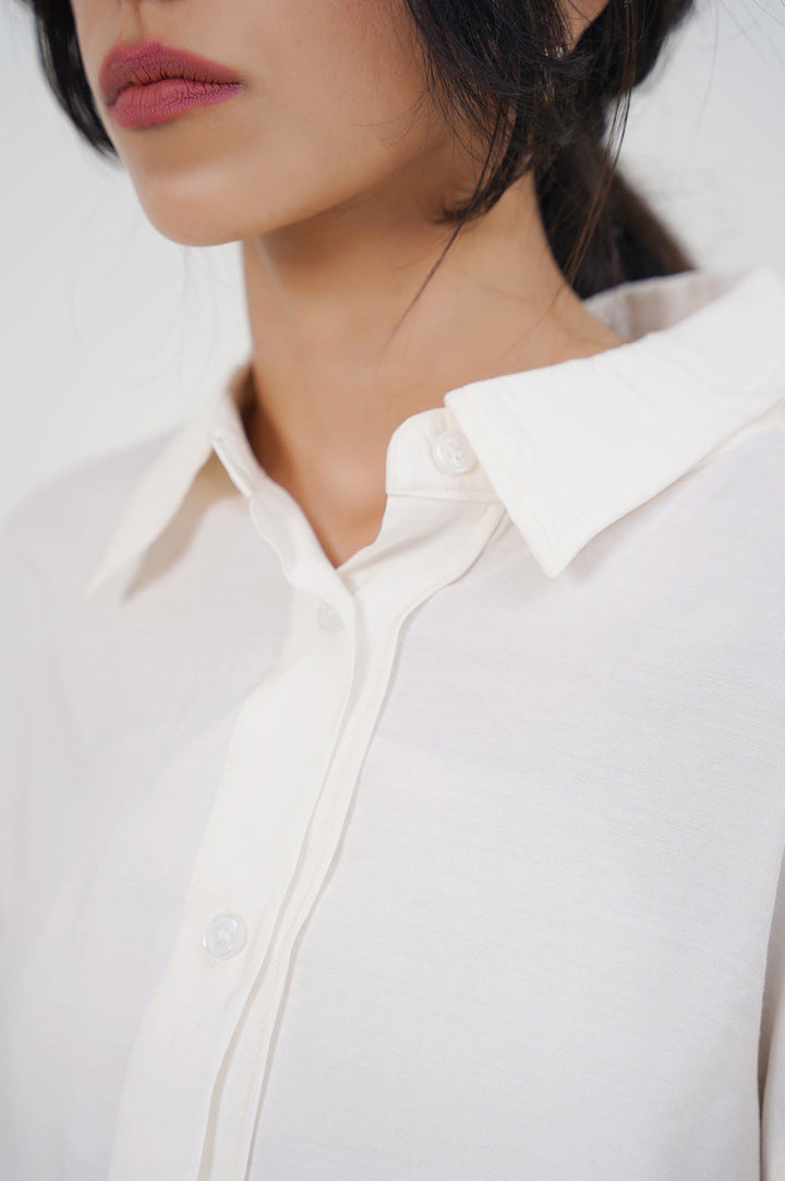 CREAM STONE WASH BUTTON DOWN