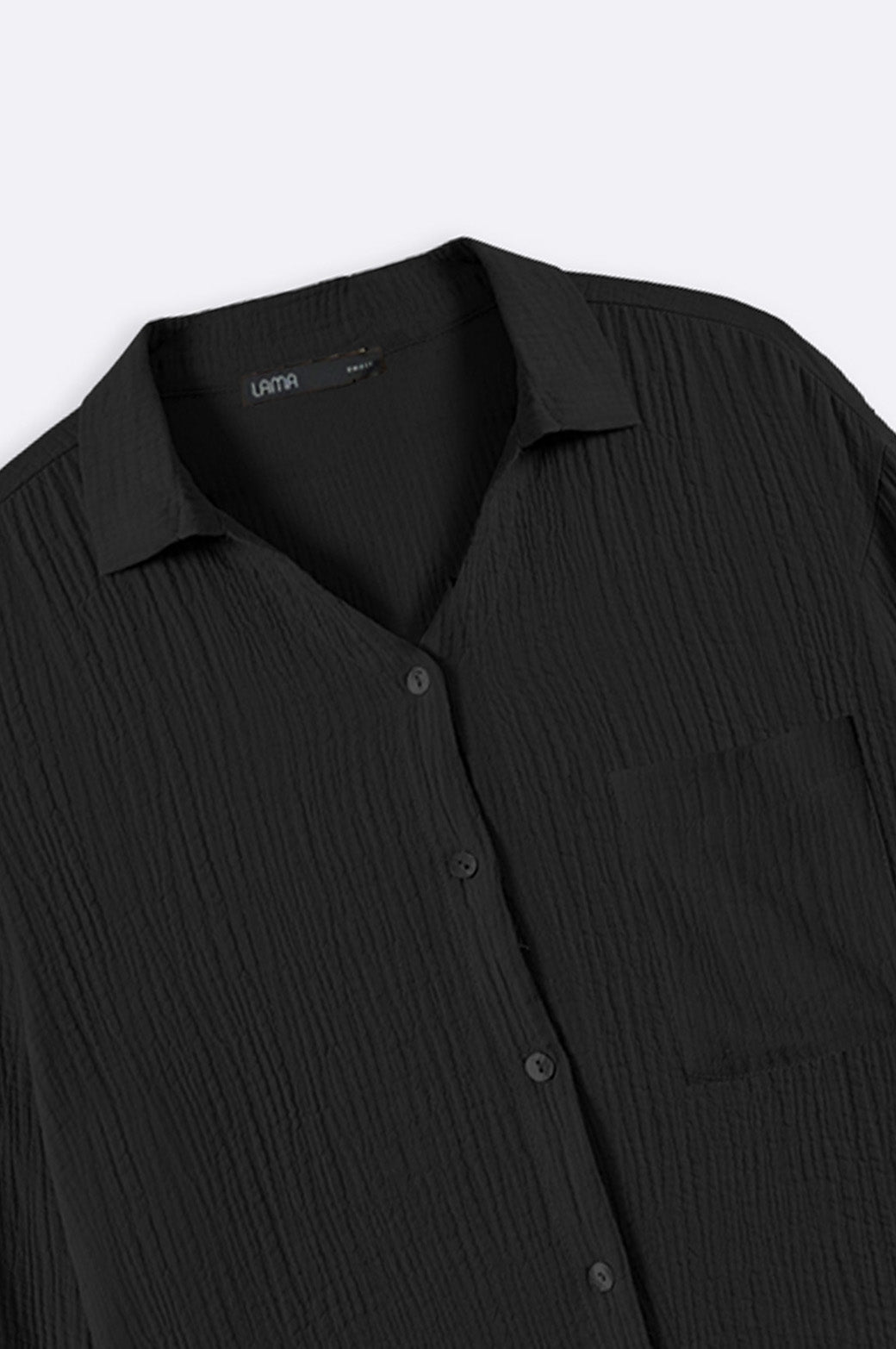 BLACK BASIC MUSLIN BUTTON DOWN